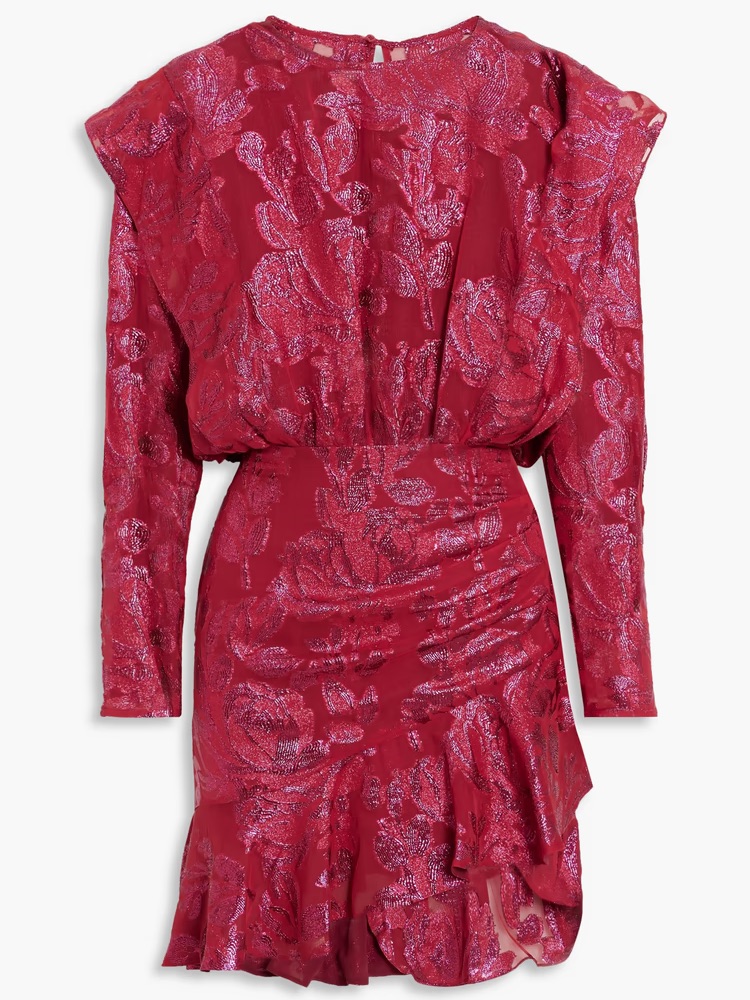Iro Murai Metallic Fil Coup Silk-Blend Georgette Dress Fuchsia Fr 34 Msrp $770